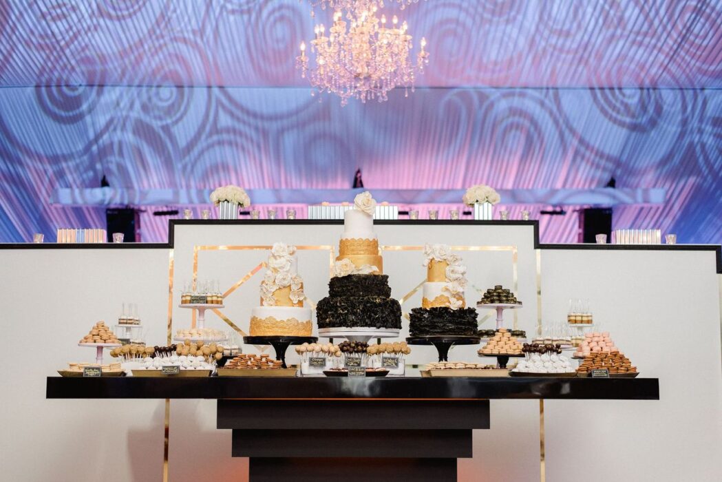 Long Black Art Deco Cake Table